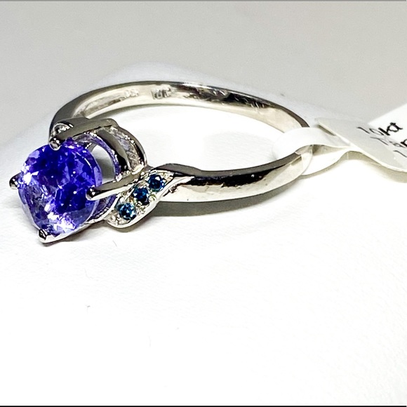 10K, Tanzanite, Coloured Diamonds, Ring (6.5) - Picture 2 of 10
